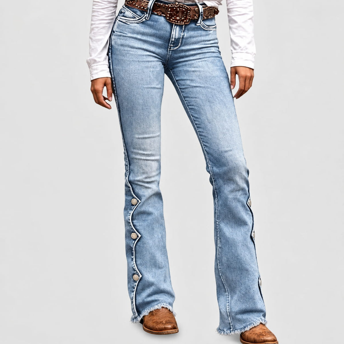 ๐ข๐ข50% off!!!๐๐จ Breaking news: 50% off ends tonight! Women's High Waist Destroyed Flare Jeans