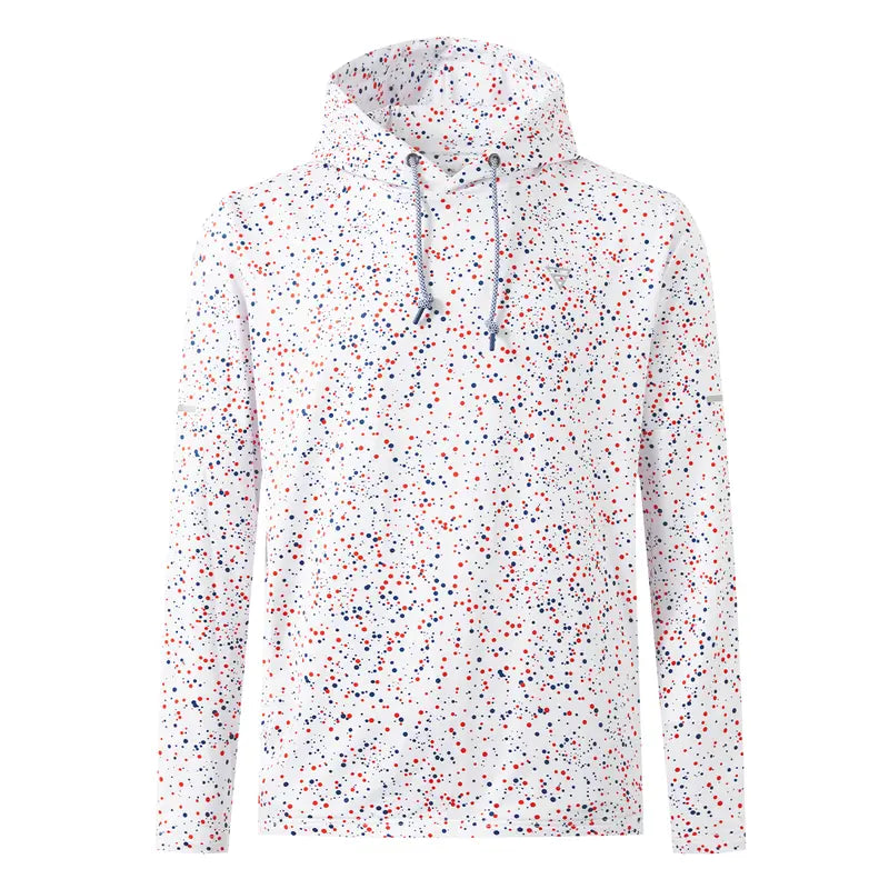 MAELREG Men's Splatter Print Hooded Sweatshirt Soft Fleece Pullover for Casual and Active Wear