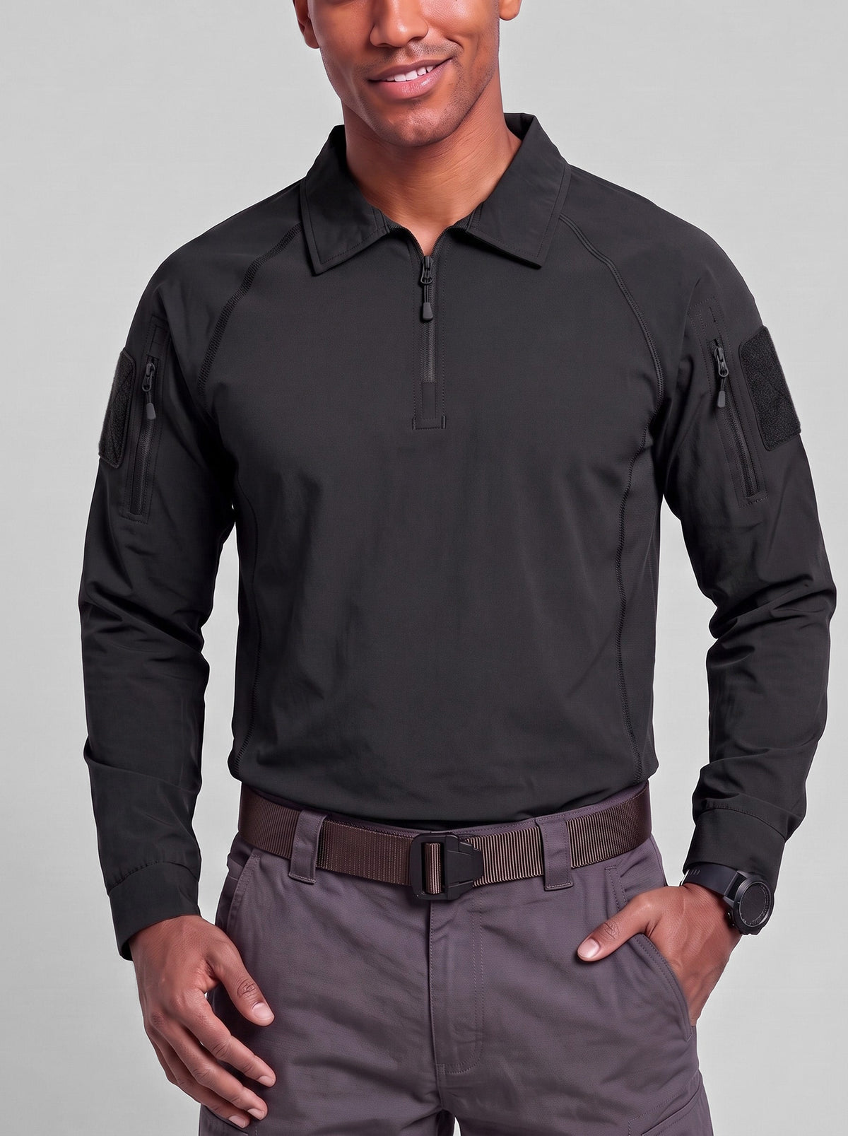 KZZ Men's Long-Sleeve Polo