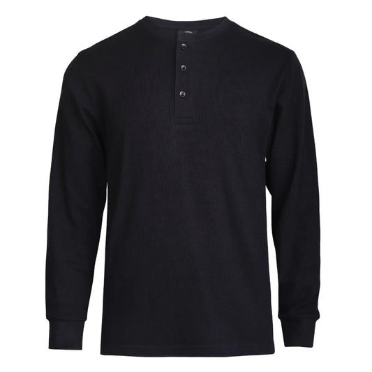 Men's Cotton Waffle-Knit Henley Thermal Shirt