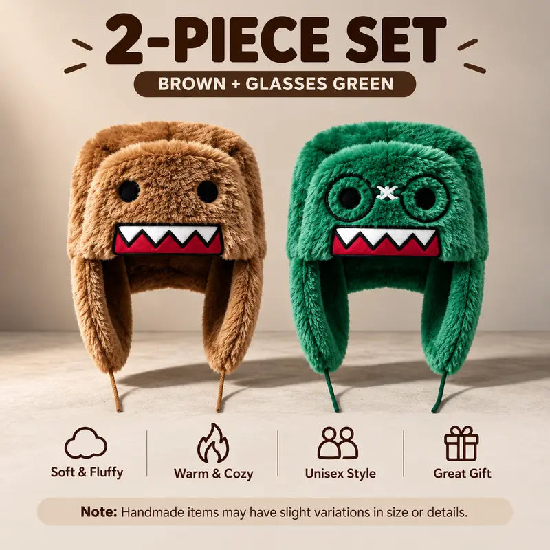 Fuzzy Plush Monster Trapper Hat for Winter