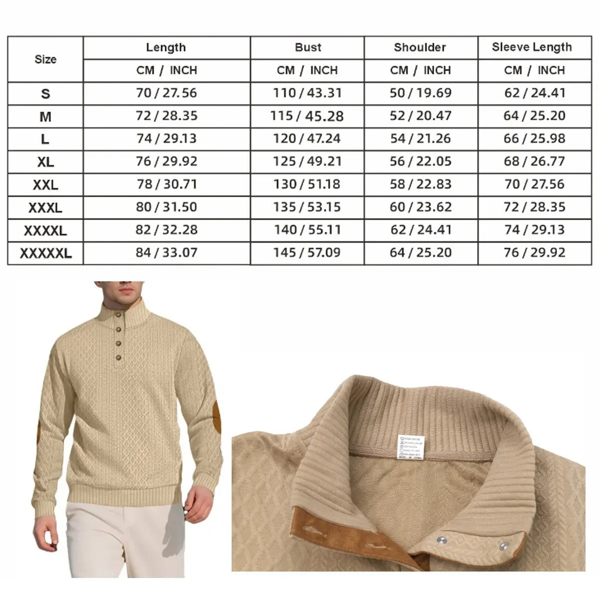 Men's Stand Collar Jacquard Knit Pullover Sweater for Spring & Autumn