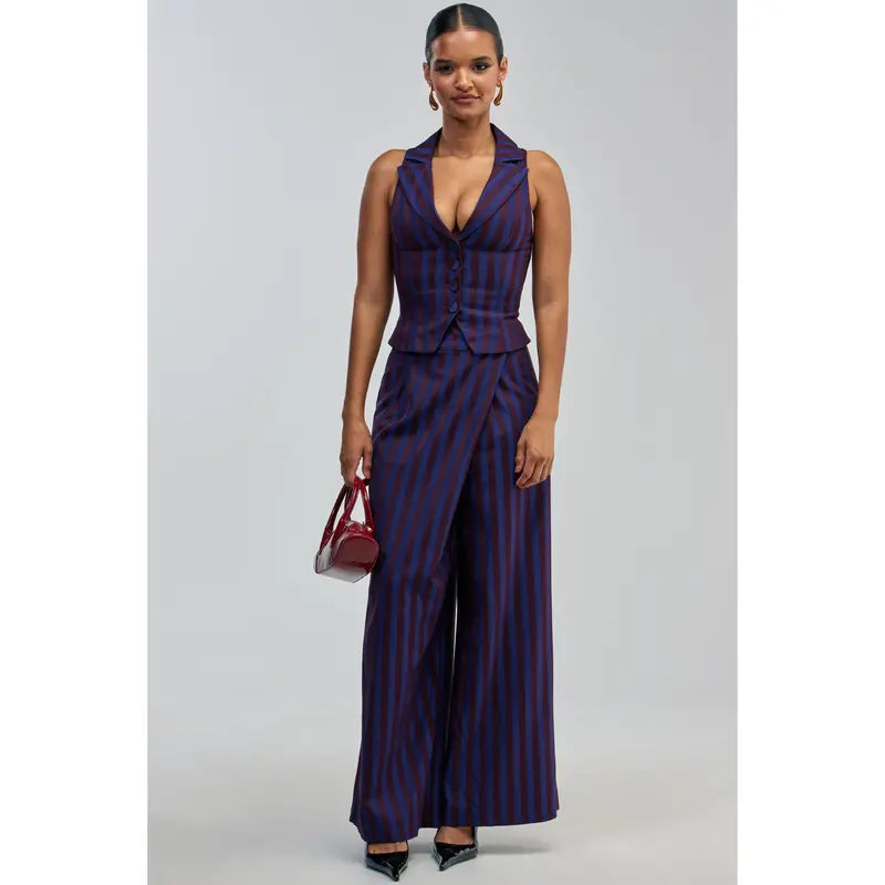 MANHATTAN ASYMMETRICAL STRIPE TROUSER