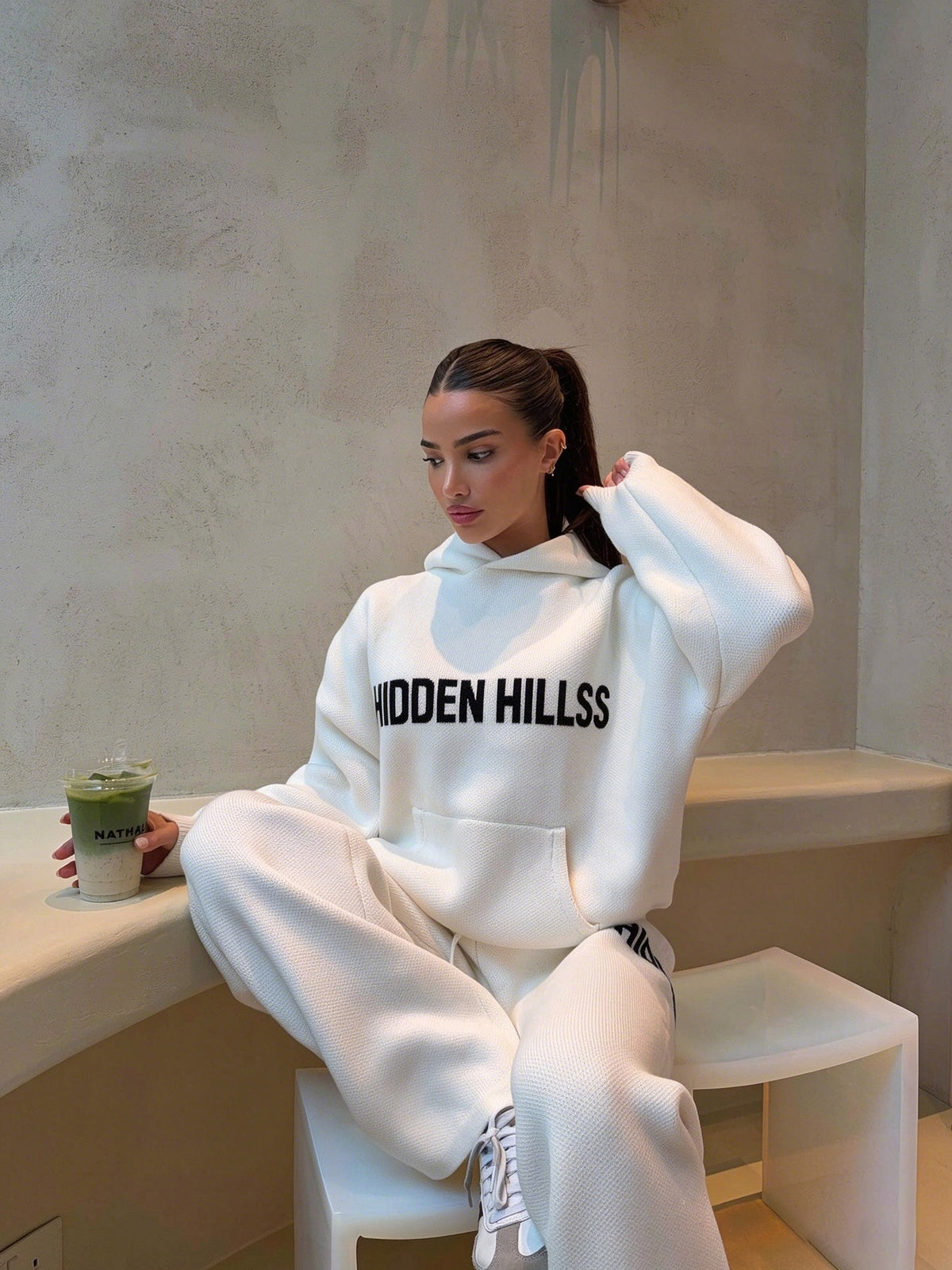 Oversized Knit Cotton Hoodie