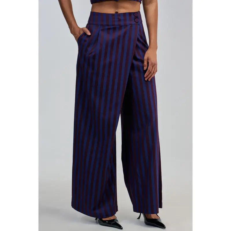 MANHATTAN ASYMMETRICAL STRIPE TROUSER