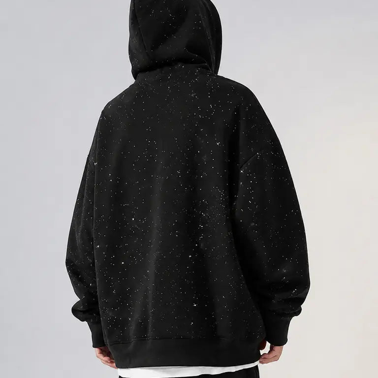 Men's Sequined Hooded Zipper Sweatshirt with Pockets - Casual Streetwear
