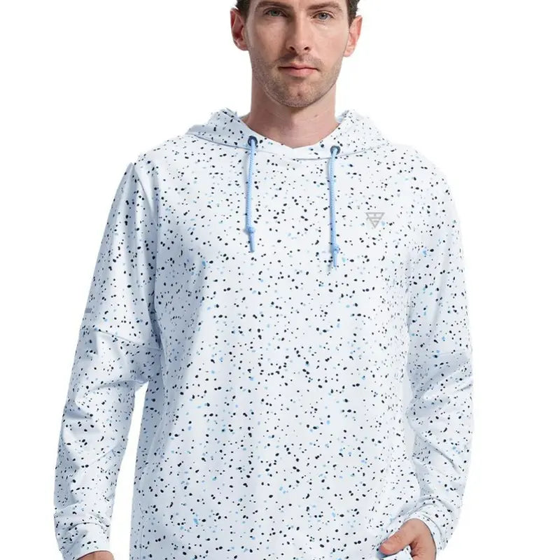 MAELREG Men's Splatter Print Hooded Sweatshirt Soft Fleece Pullover for Casual and Active Wear