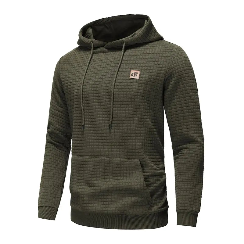 Men's Plaid Jacquard Pullover Hoodie Polyester S-5XL