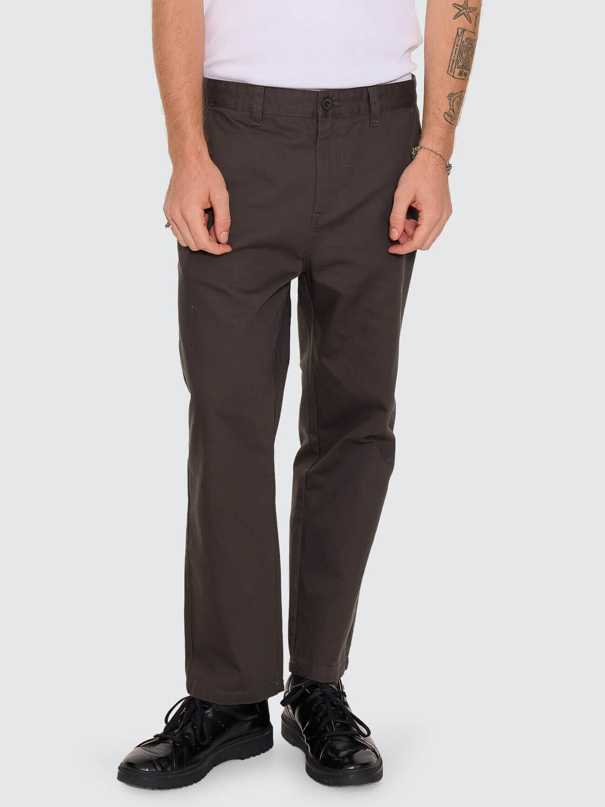 Thrills Chopped Chino Pant - Oil Green