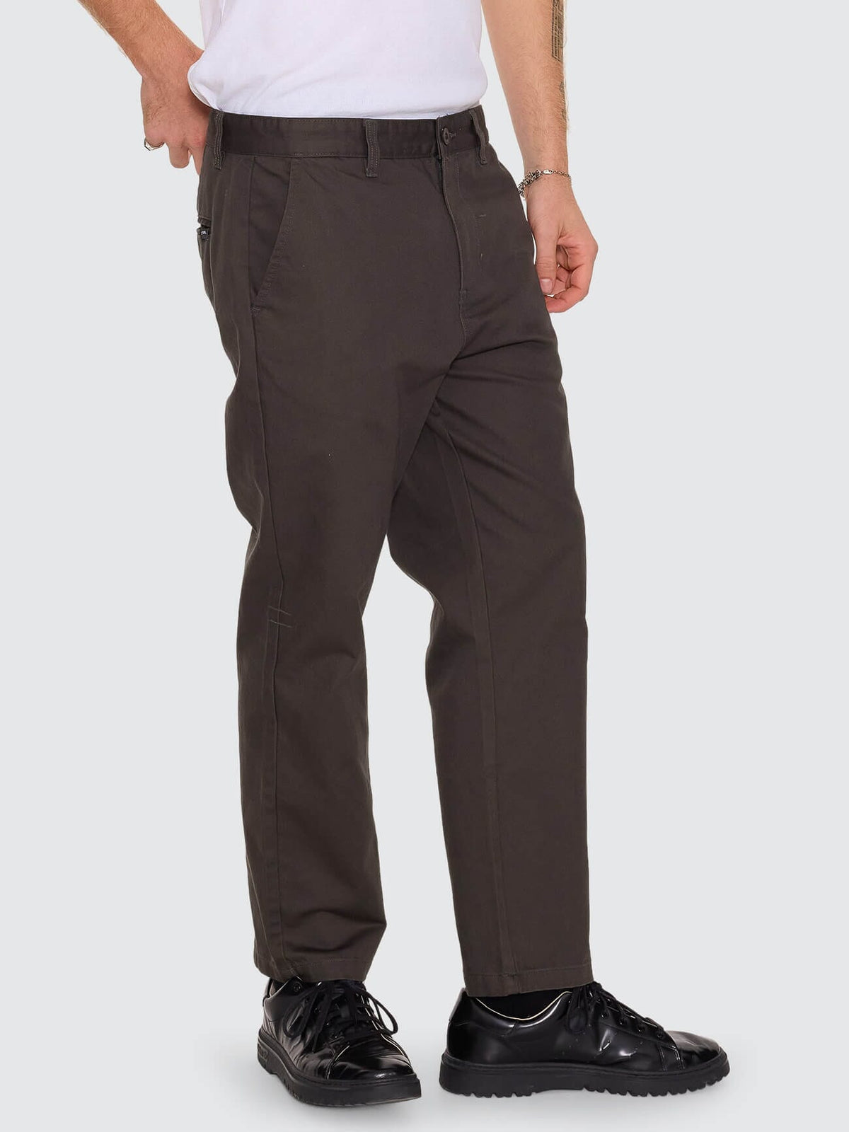 Thrills Chopped Chino Pant - Oil Green