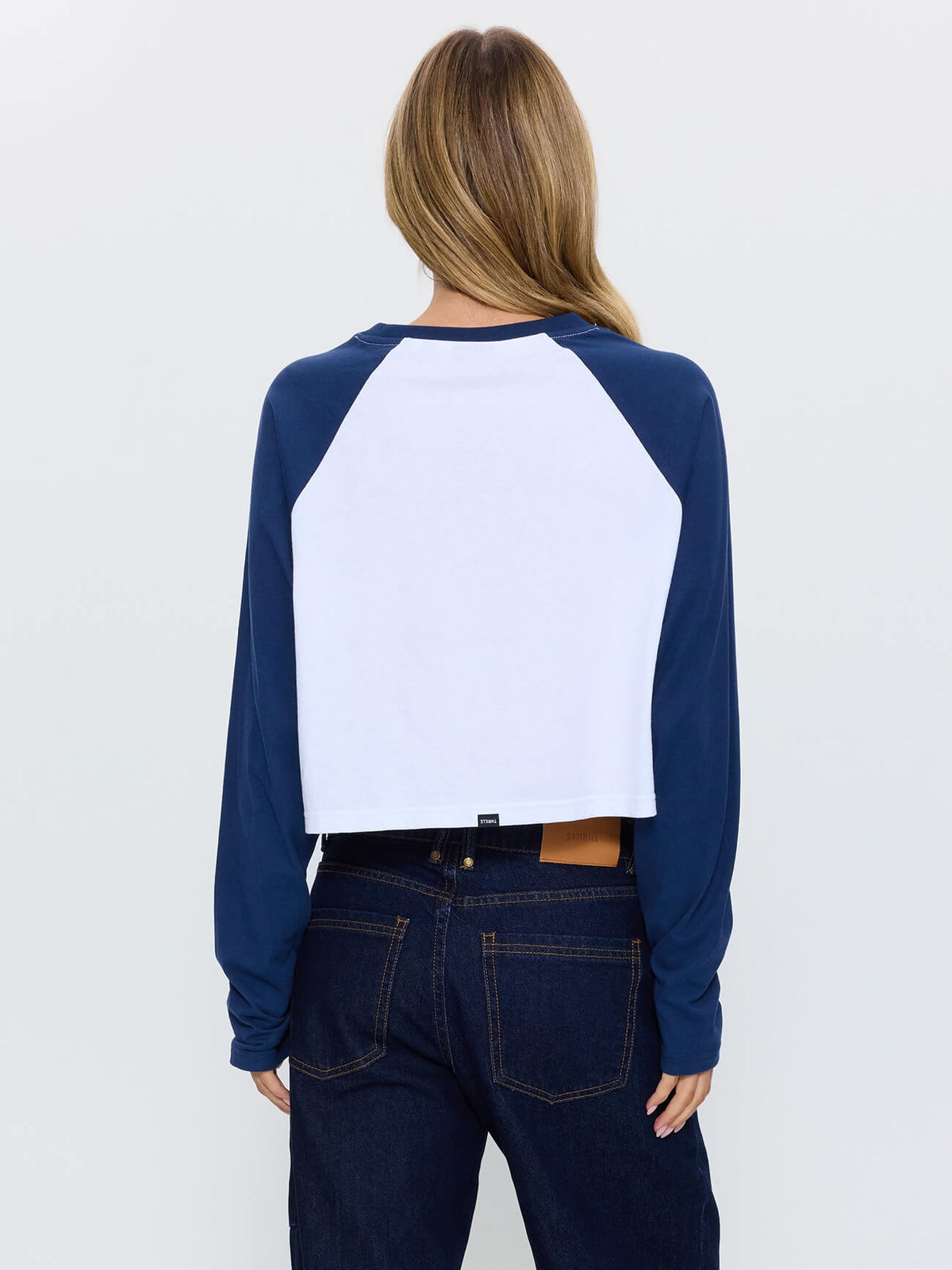 Hot Shot Long Sleeve Crop Baseball Tee - Heritage Navy