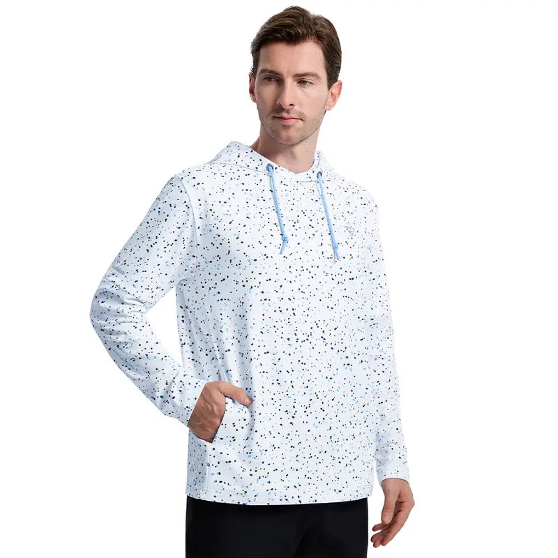 MAELREG Men's Splatter Print Hooded Sweatshirt Soft Fleece Pullover for Casual and Active Wear