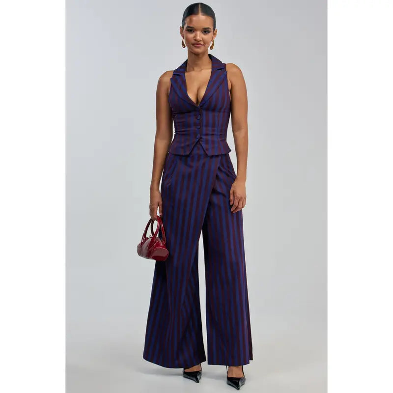 MANHATTAN ASYMMETRICAL STRIPE TROUSER