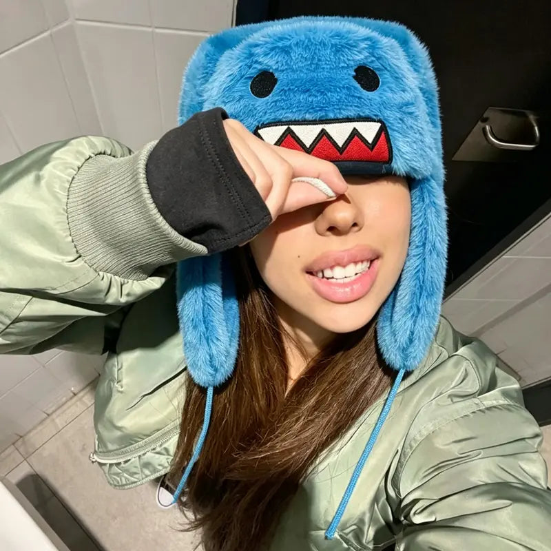 Fuzzy Plush Monster Trapper Hat for Winter