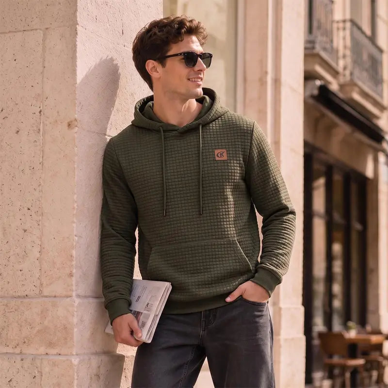 Men's Plaid Jacquard Pullover Hoodie Polyester S-5XL