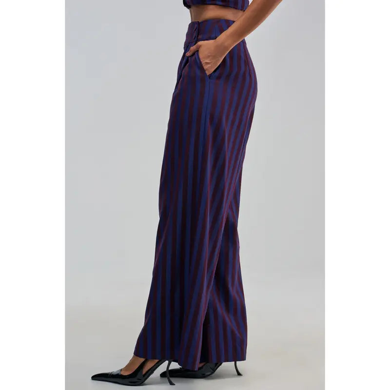 MANHATTAN ASYMMETRICAL STRIPE TROUSER