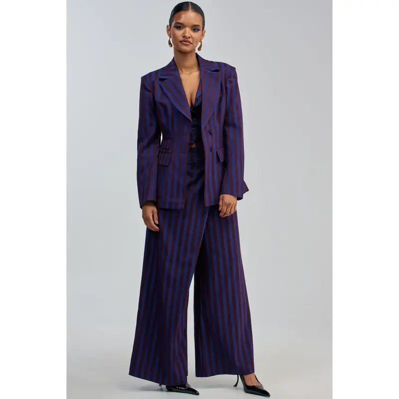 MANHATTAN ASYMMETRICAL STRIPE TROUSER
