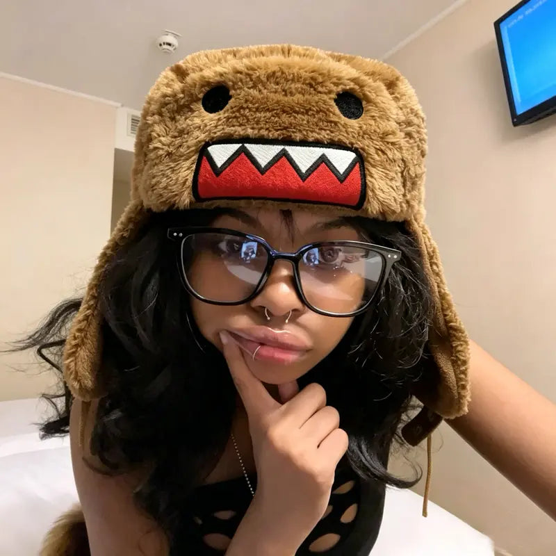Fuzzy Plush Monster Trapper Hat for Winter