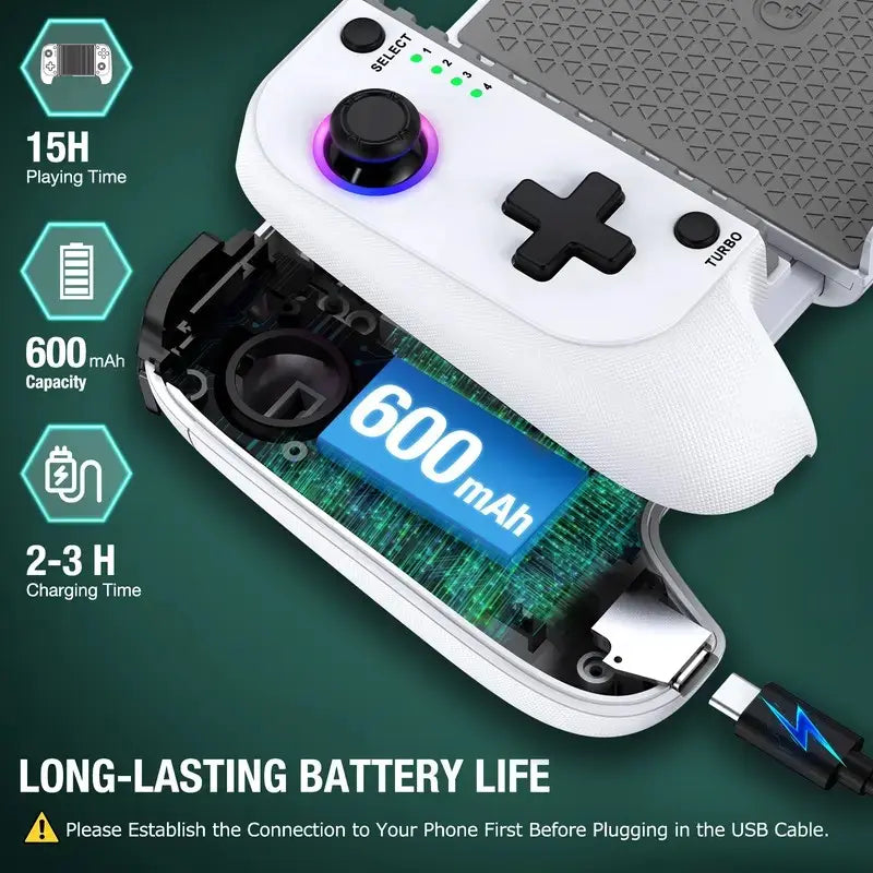 Mobile Gaming Controller for iPhone/Android Wireless Bluetooth with Hall Effect Joystick