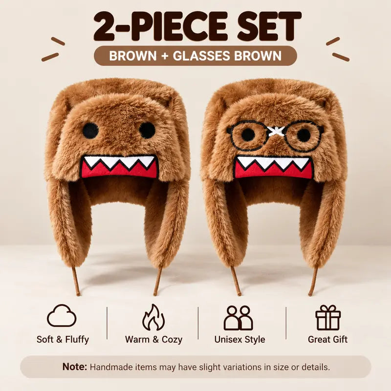 Fuzzy Plush Monster Trapper Hat for Winter