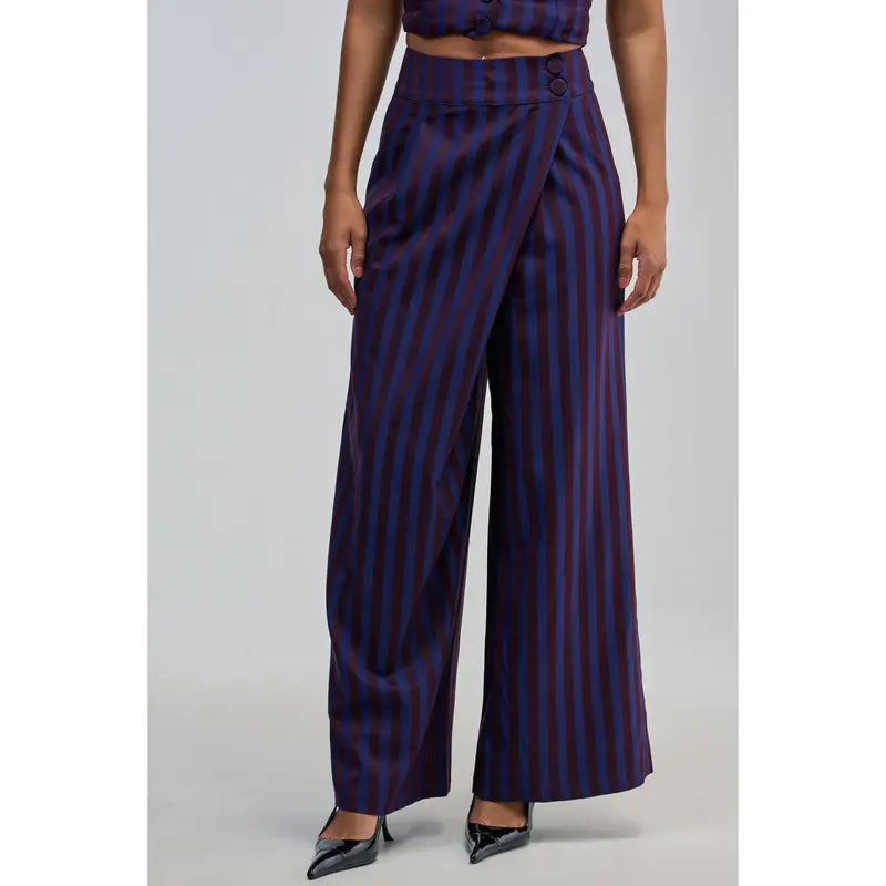 MANHATTAN ASYMMETRICAL STRIPE TROUSER