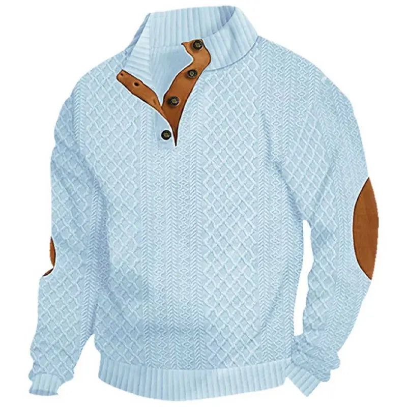 Men's Stand Collar Jacquard Knit Pullover Sweater for Spring & Autumn