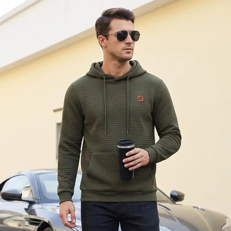 Men's Plaid Jacquard Pullover Hoodie Polyester S-5XL
