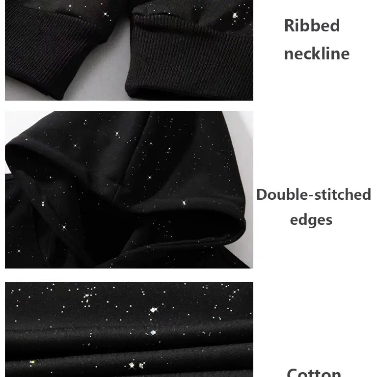 Men's Sequined Hooded Zipper Sweatshirt with Pockets - Casual Streetwear