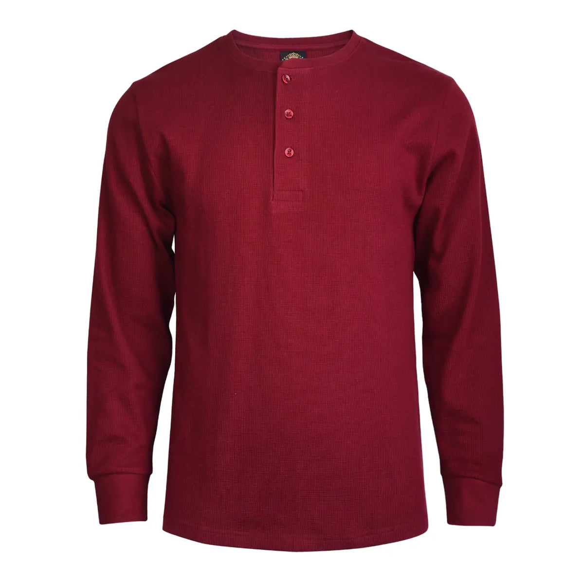 Men's Cotton Waffle-Knit Henley Thermal Shirt