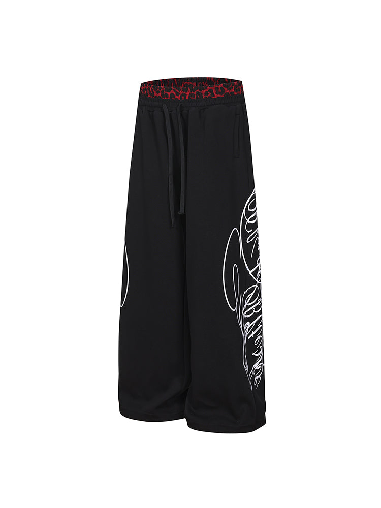 Graffiti Leopard Baggy Sweatpants