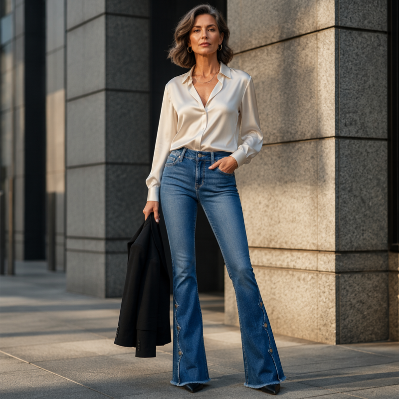 📢📢50% off!!!🎉🚨 Breaking news: 50% off ends tonight! Women's High Waist Destroyed Flare Jeans